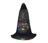 (Math Formula) Print Hooded Cape For Teenagers Costume Party, Halloween Hooded Cape Soft and Elastic,M