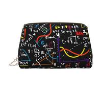 Math Formula Print Leather Makeup ba Leather Makeup Bag - Stylish Travel & Toiletry Companion