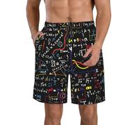 Math Formula Print Men's Hawaiian Shorts Beach Shorts Quick Dry Fun Swim Trunks Lining Bathing Suits, White, Medium