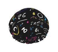 Math Formula Print Reusable Shower Caps For Women, Double Layers Hair Cap,Adult Hair Cap For All Hair