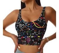 Math Formula Print Sleeveless Women Summer Tank Top Mini Slim Sports Vest Round Neck Crop Tops U-Shaped S Black