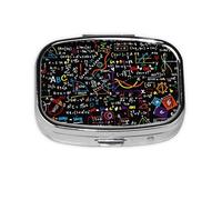 Math Formula Print Square Metal Pill Box Decorative Pill Case - Carry Your Meds in Style (Rectangular)