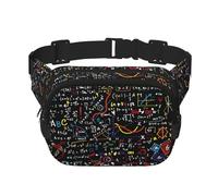 Math Formula Print Trendy pack crossbod Square Double Layer Waist Bag Travel and Workout Accessory, Black, One Size