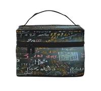 Math Formula -Print Waterproof Large Cosmetic Bag for Travel & Gym, Makeup Organizer with 4 Elastic Straps & Compartments,Premium Twill Fabric.