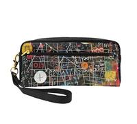 Math Formula Printed Leather Makeup Bags with Wrist Strap Portable Travel Toiletry Bag Cosmetic Organizer Bag for Women