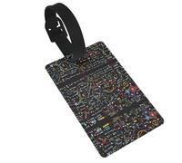Math Formula Printed Luggage Tags with Wrist Strap,Name Id Label for Suitcase,Airplane Travel Essentials