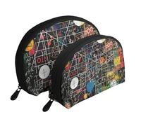 Math Formula Printed Makeup Bags 2-Piece Portable Shell Travel Toiletry Bag Cosmetic Organizer Bag for Women