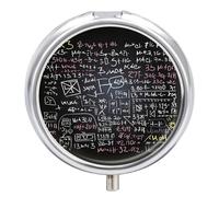 Math Formula Printed Pill Box Pill Container Portable Medicine Pill Case Metal Travel Pill Box Vitamin Container with 3 Compartment Medicine Case