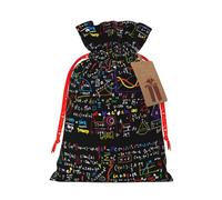 Math Formula Printing Fashion Bag Lightweight Drawstring Pouch With Kraft Tag For Christmas Halloween