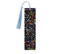 Math Formula Tassel Bookmarks Set for Women, 5 Pc Wooden Book Study Supplies Accessories for Reading