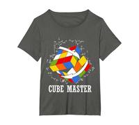 Math Geek Rubik's Cube T-Shirt, Women's Plus, Asphalt Grey, 6X