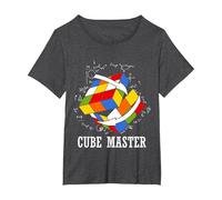 Math Geek Rubik's Cube T-Shirt, Women's Plus, Dark Heather Grey, 4X