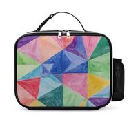 Math Geometric Triangle Graffiti Reusable Insulated Lunch Bag Tote Handbag Leather Portable Cooler Bags for Men Women