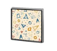 Math Geometry Alphabet Doodles Square Brooch Metal Pin Badges Fashion Lapel Pins Jewellery Unisex