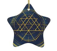 Math Geometry Calculus Printing Vintage Christmas Ornaments Ceramic Star Design For Tree Farmhouse