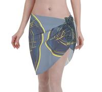 Math Geometry Calculus Printing Women's Summer Sarong Coverups Beach Wrap Sheer Bikini Wraps Cover Ups Suitable Beach Swiming Black