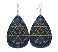 Math Geometry Calculus Teardrop Faux Leather Earrings Set For Women Printed Lightweight Dangle Drop Pierced Girls
