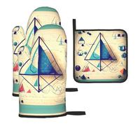 Math Geometry Geek Calculus Kitchen baking three piece set/oven gloves, fit for cooking, baking, steaming, and grilling