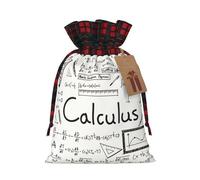 Math Geometry Geek Calculus Printed Christmas Drawstring Linen Gift Bags – Reusable Burlap Fabric Bags With Tags For Christmas Gifts, Party Favors, Wedding Decor & Holiday Packaging 2 Sizes