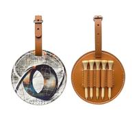 Math Geometry Geek Calculus Printed Golf Tee Pouch Bag, PU Leather Tees Holder Ball Pocket Gifts for Golfer Men Women, Brown