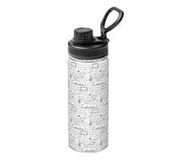 Math Geometry Geek Calculus Printing 18oz Insulated Sports Kettle Portable Stainless Steel for Gym Camping