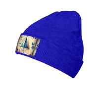 Math Geometry Geek Calculus Printing Cute Beanie for Men Women Knitted Beanie Hats Winter Knit Caps Soft Ski Hat Unisex Winter Gift Blue