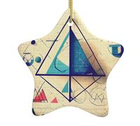 Math Geometry Geek Calculus Printing Vintage Christmas Ornaments Ceramic Star Design For Tree Farmhouse