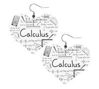 Math Geometry Geek Calculus Prints Leather Heart earrings Pendant Stylish and light Lightweight Dangle for Women Girls, One Size, Leather, No Gemstone