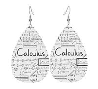 Math Geometry Geek Calculus Prints Leather Teardrop Earrings Pendant Stylish and Light Lightweight Dangle for Women Girls