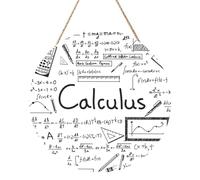Math Geometry Geek Calculus Round Wood Panel Painting 12 Inch Hanging Plaque Rustic Farmhouse Wall Art Home Decor with Rope