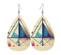 Math Geometry Geek Calculus Teardrop Faux Leather Earrings Set For Women Printed Lightweight Dangle Drop Pierced Girls