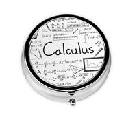 Math Geometry Geek Calculus This Small, Printed, Round Pill Box is a Portable Pill and Vitamin Organizer Perfect for Pockets, Purses, and Travel.