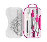 Math Geometry Kit Compass Set Protractor Triangle Ruler School Teachers Pink