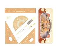 Math Geometry Kit Protractor Eraser Ruler with Metal Box