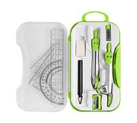 Math Geometry Kit Set with Compass Protractor Ruler and Storage Case, 10-Piece Exam Stationery Educational Supplies for Students and Teachers, Green