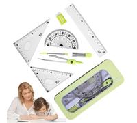 Math Geometry Set for School - Compass and Ruler Set | Portable Student Supplies Drawing Compass, Multifunctional Protractor and Ruler Set