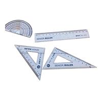 Math Geometry Tools Reusable Plastic Transparent Ruler Sets with Protractor Trigonometric Ruler Linear Ruler for Student 4Pcs Sturdy Handy and Professional