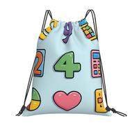 Math Icon Drawstring Bag Sport Sack Colorful Number Drawstring Gym Bag for Kids Adults Water-Resistant Swimming String Backpack for Fitness Running Yoga Travel