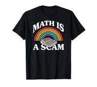 Math is A Scam Retro Rainbow Exploding Calculator Sarcasm Value Graphic T-Shirt, Men, Black, XL