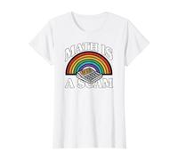 Math is A Scam Retro Rainbow Exploding Calculator Sarcasm Value Graphic T-Shirt, Women, White, L
