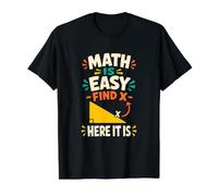 Math is Easy Funny Algebra Geometry Teacher Value Graphic T-Shirt, Men, Black, S