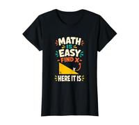 Math is Easy Funny Algebra Geometry Teacher Value Graphic T-Shirt, Women, Black, XS