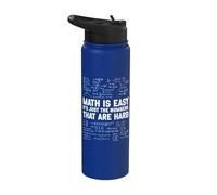 Math is Easy Numbers are Hard Funny Math Algebra Teacher Stainless Steel Insulated Water Bottle