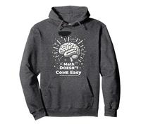 Math is Tough But So Are You Inspirational Brain Power Pullover Hoodie, Adult Unisex, Dark Heather Grey, XXL