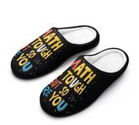 Math Is Tough But So Are You Women's Warm Slippers Non-Slip Rubber Cotton Winte Shoes for Indoor Outdoor