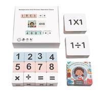 Math Learning Blocks, 2-Player Battle Arithmetic Game, Wooden Multiplication and Division Flash Cards, 11.5x11x2.9cm Educational Table Game for Kids Ages 4-6, Primary School Learning Tool