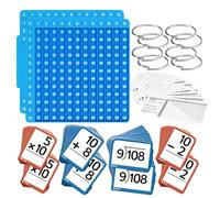 Math Learning Kit,Basic Math Flash Cards,Arithmetic Practice Set, Educational Toy Set With Board,Math Flash Cards with Multiplication Chart & Instructional Cards,Educational Games (Blue, 2pcs)