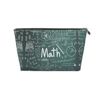 Math Lesson Word Leather Travel Toiletry Bag, Makeup Cosmetic Pouch with All-Over Print,Leather Material,Water-Resistant,Large Capacity Organizer for Women Men