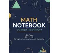 Math Notebook: 200 Pages | Large 8.5"x11" Study & Practice Workbook for Students