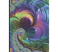 Math Notebook Cornell Notes & 4x4 Graph Paper 8.5"x11" 150 Pages: Fractal Liquid Vortex Cover Design